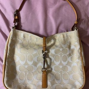 Beige/khaki and white vintage coach